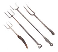 A plated three pronged fork: with horn handle,