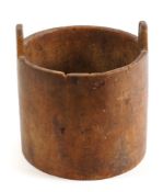 A 19th Century treen twin-handled grain bucket: of drum shape, 22cm diameter, 23.5cm high.