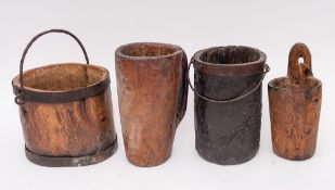 A Pyrenean Cresse belle jug:, 26cm high, an oval iron coopered pail with swing handle, 18cm high,