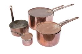 A copper saucepan and cover: with metal handle, 31.