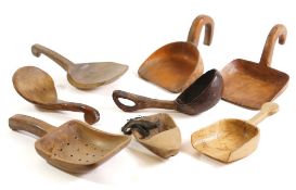 A sycamore skimmer: of shovel shape and seven various smaller scoops.