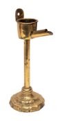 An 18th Century Dutch brass oil lamp: with detachable reservoir,