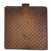 A 19th Century Scottish oat hanging board: with incised lattice design, 49.5 x 46.5cm.