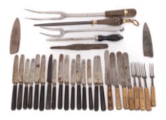 Four 19th Century steel and bone-handled table knives: by Joseph Haywood & Co.