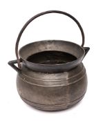 A 17th Century English bronze cauldron: of traditional bag shape,