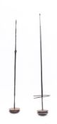 Two iron spit jack powered spits:, 18th/19th Century, 134cm and 125cm long.