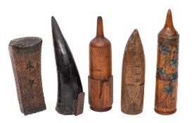 A plain horn knife holder:,