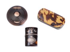 A tortoiseshell and silver piquet work case: inscribed,