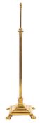 A brass columnar standard lamp, first quarter 20th century,