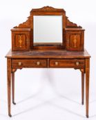A Victorian rosewood and marquetry bonheur du jour, last quarter 19th century,