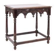 A carved oak side table in Jacobean style, late 19th century,