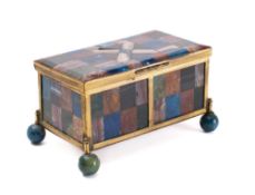 An Italian small specimen marble table casket: of rectangular outline,