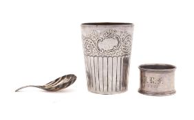 A Victorian silver tumbler, maker Atkin Brothers, Sheffield, 1892: initialled and inscribed,