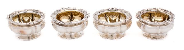 A set of four George IV salts, maker Benjamin Smith III, London, 1828: with fouled anchor crest,