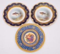 A pair of Aynsley porcelain plates and a George Jones example: the former painted by Frederick