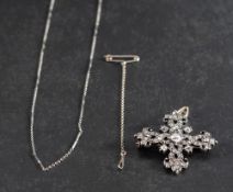 A Victorian, gold and silver, old and single-cut diamond, fleurée cross brooch/ pendant,