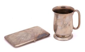 A George VI silver half pint mug, maker's mark worn, Birmingham, 1943: initialled,