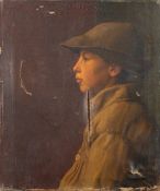 English School Circa 1900- Portrait of a boy, half-length in profile,
