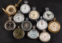 Sekonda Classique gold-plated skeletonised pocket watch: boxed,