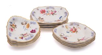 An English porcelain botanical part dessert service,