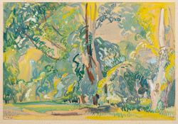 Evelyn Cheston [1875-1929]- A wooded glade,:- signed and dated 1917 bottom left watercolour,