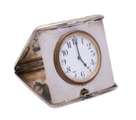 A George V silver cased travel watch, maker's mark worn, Birmingham, 1914: inscribed,
