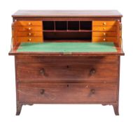 A George III mahogany secretaire chest of drawers, circa 1800,