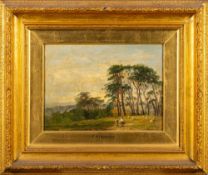 Frederick Henry Henshaw [1807-1891]- Rural clearing with figures and sheep,