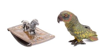 An Art Nouveau influence desk blotter: the handle in the form of a dachschund, 12.