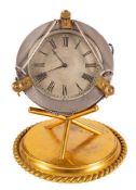 A small French Victorian desk clock in the form of a kettle drum: the thirty-hour timepiece
