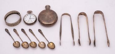 A mixed collection of silverwares, various makers and dates: includes three pairs of sugar tongs,