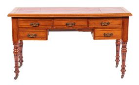 A Victorian mahogany and leather inset desk, late 19th century,