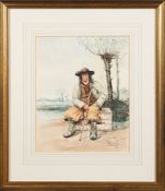 Jules Bastien-Lepage [1848-1884]- Breton seated on a trunk,:- signed,