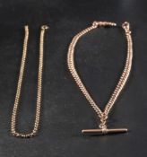 Two chains,: a 9ct gold belcher link chain, with London import marks, length ca.