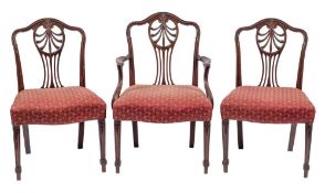 A set of six mahogany dining chairs in George III Hepplewhite style, circa 1900,: by S & H Jewell,