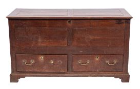 A late George II or George III oak mule chest, circa 1760,