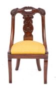 A set of three Restauration mahogany and upholstered side chairs, circa 1820,