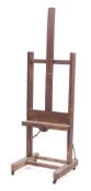 A Victorian oak studio easel, late 19th century,