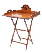 A Victorian walnut butler's tray on stand, mid 19th century,