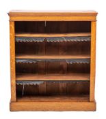 A Victorian oak dwarf open bookcase, last quarter 19th century,