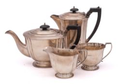 A George VI silver four-piece tea service, maker C.