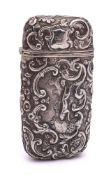 A Victorian silver cigar case, maker David Pettifer, Birmingham, 1855: crested,