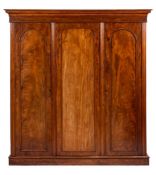 A Victorian mahogany three door wardrobe, circa 1875,