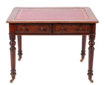 A George IV mahogany and leather inset writing table, circa 1825,