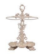 A Victorian painted cast iron hall stand in marine taste, third quarter 19th century,