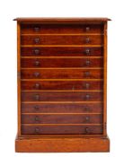 A Victorian mahogany collector's cabinet, mid 19th century,
