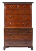 A George III mahogany chest on chest, circa 1780,