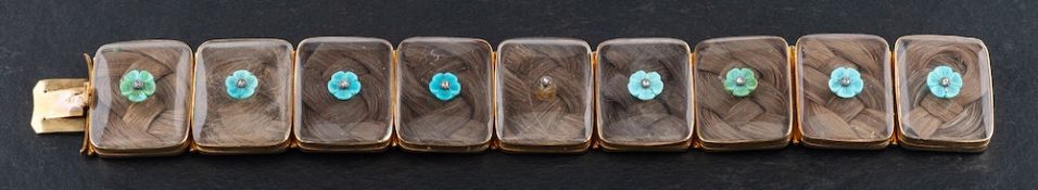 A 15ct gold, Georgian memorial bracelet,