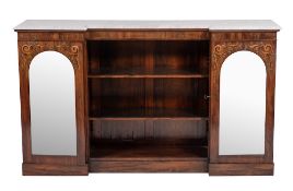 A George IV rosewood and marble mounted cabinet bookcase, circa 1825 and later elements,