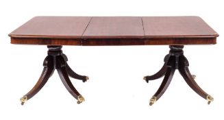 A Regency mahogany twin pillar extending dining table, circa 1815,
